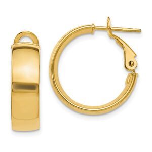 6mm Polished Omega Back Round Hoop Earrings in 10k Yellow Gold, 18mm